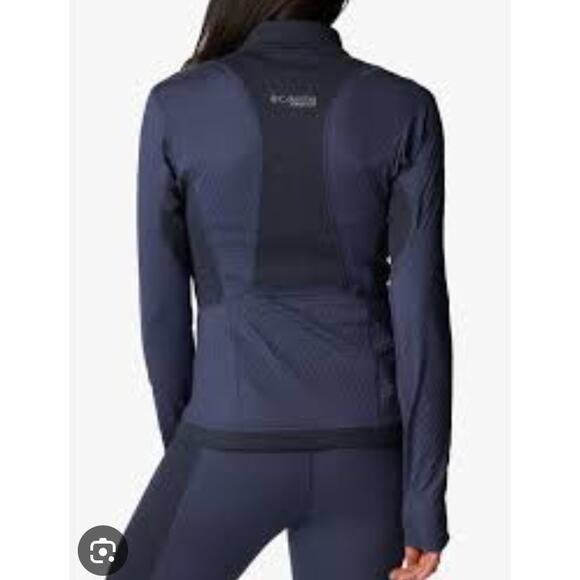 COLUMBIA Titan Pass Helix 1/4 Zip Technical Pullover Blue Black Women's LARGE - Picture 2 of 11